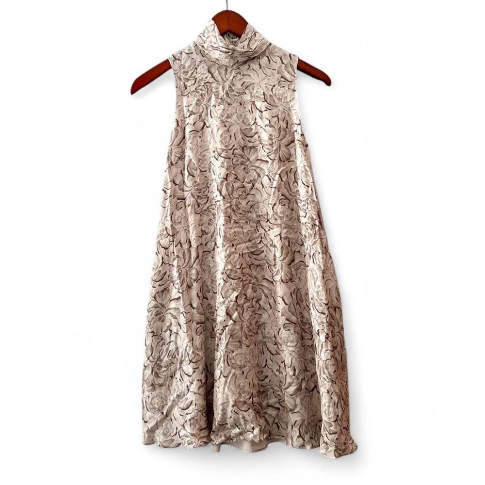 Amanda Uprichard Gold Sleeveless Mock Neck A-Line Mini Dress
